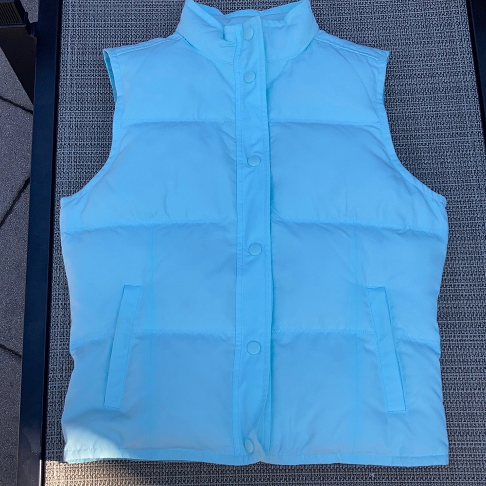 Blue/green puffer vest